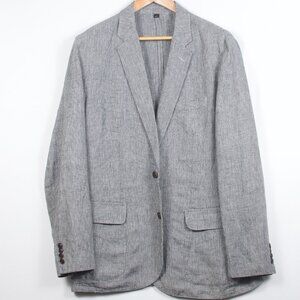 J. Crew Men's Sport Coat 44R Gray Grid Check Irish Linen